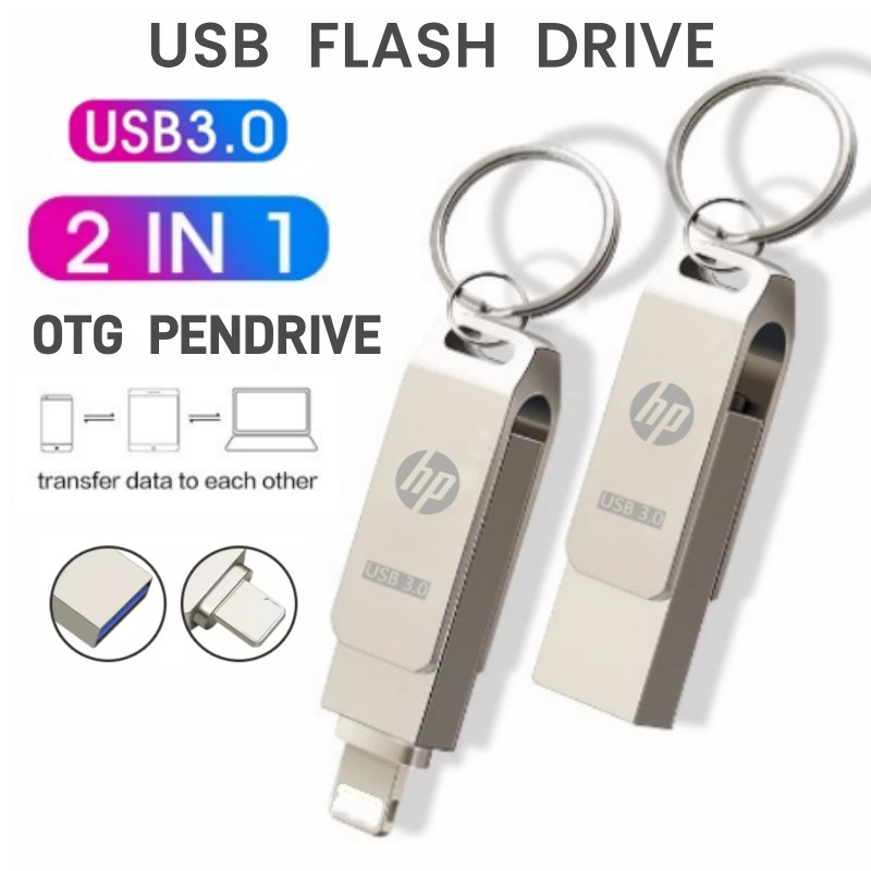 Hp Usb แฟลชไดรฟ์ 1TB 2 in 1 Usb Flash Drive 2TB แฟลชไดร์ฟไอโฟน สําหรับ เก็บข้อมูล iphone