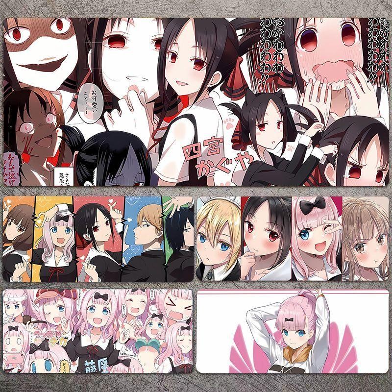 แผ่นรองเมาส์ อะนิเมะ Kaguya-sama: Love Is War Kaguya Shinomiya Chika Fujiwara ขนาดใหญ่พิเศษหนาแป้นพิมพ์คอมพิวเตอร์แผ่นรองโต๊ะนักเรียนเขียนเสื่อโต๊ะยางหลายขนาด