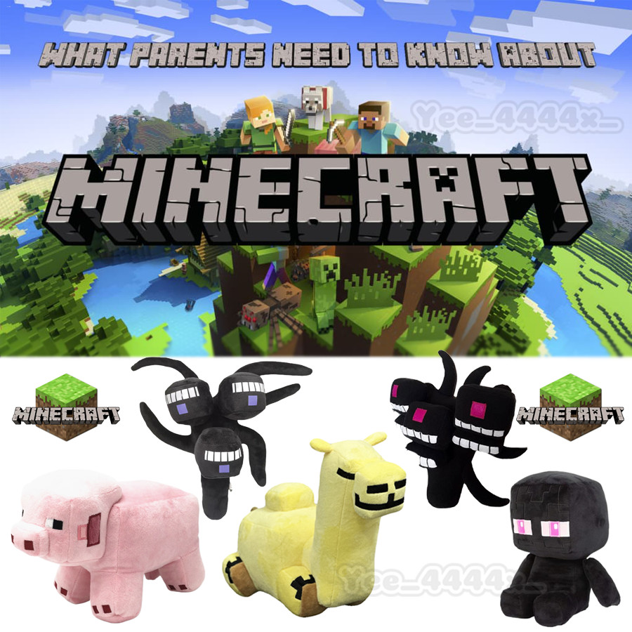 Minecraft Wither Storm ตุ๊กตาตุ๊กตาเกมยอดนิยม Minecraft อุปกรณ์ต่อพ่วงยัดไส้นั่ง Enderman/สีชมพู piggy ตุ๊กตาของขวัญสําหรับแฟนๆ hontinth