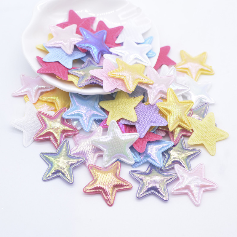 100 ชิ้น 25 มิลลิเมตรสีสัน Star Applique สําหรับ Handmade หมวกหัตถกรรมเสื้อผ้าเย็บแพทช์ DIY Headwear คลิปโบว์อุปกรณ์ตกแต่ง