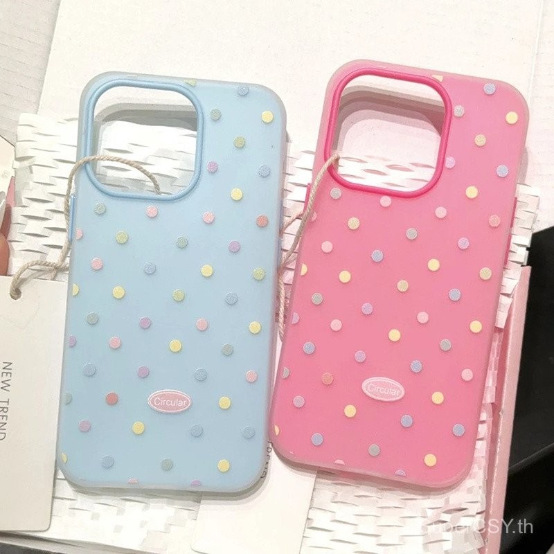 เคสโทรศัพท์สำหรับ iPhone 7 8 PLUS x XS XR xsmax 11 12 13 14 15 16 PRO MAX สีลายจุดเคสนิ่มหุ้มทั้งเครื่องเคสป้องกันรูใหญ่ rifb