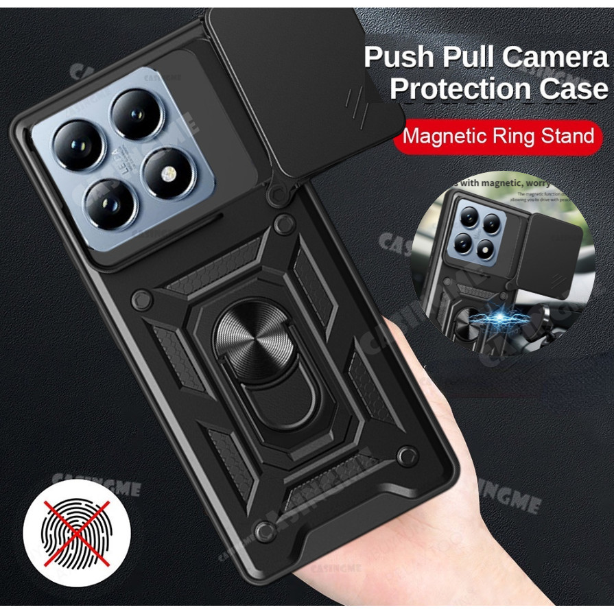 Xiaomi 14T 14TPro 2024 เกราะกันกระแทกสําหรับ Xiaomi 14T 14 T Xiaomi14T Pro 4G 5G รถแม่เหล็กแหวนขาตั้ง Push ดึงกล้องปกป้องเคสโทรศัพท์ฝาครอบด้านหลังกล้อง