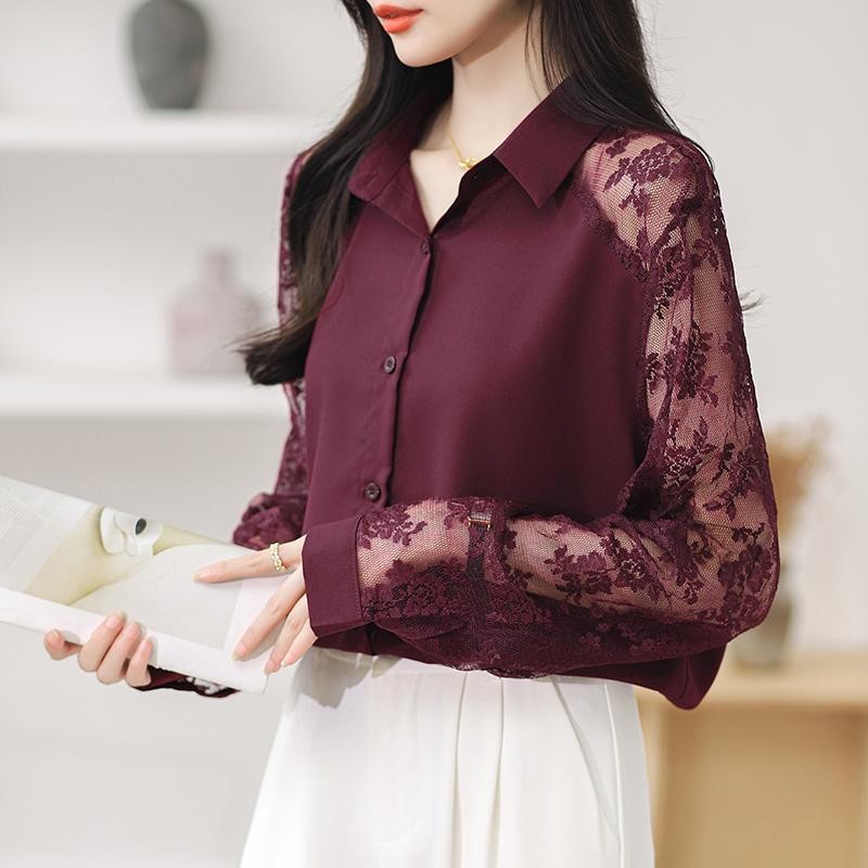 พร้อม หลายสีสต็อกสไตล์ใหม่ผู้หญิงปกลูกไม้เย็บเสื้อชีฟองเสื้อสเวตเตอร์ถักเสื้อผู้หญิงขนาดบวก