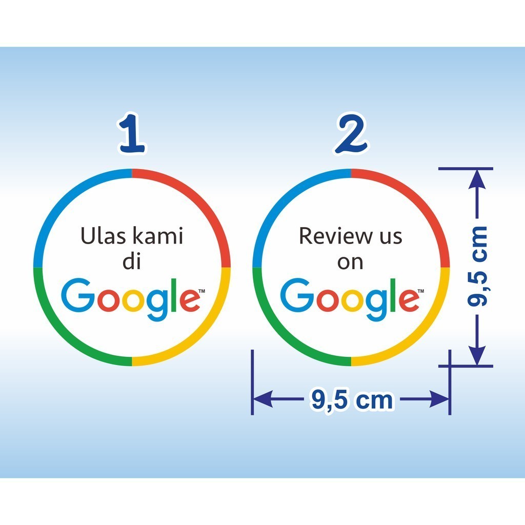 Round Sticker us on Review us on Google Sticker เส้นผ่านศูนย์กลาง 9.5 cm