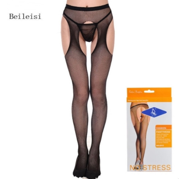 No.2012 ถุงน่องเต็มตัวเนื้อตาข่ายเว้าข้าง Beileisi Sexy stripe stockings, Lace Top Stockings