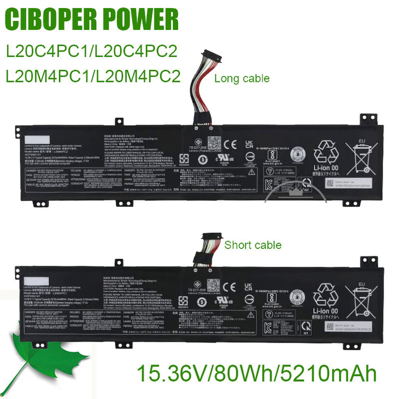 CP Genuine Laptop Battery L20M4PC1 L20M4PC2 L20C4PC1 L20C4PC2 15.36V/80Wh/5210mAh For  Legion 5 Pro 