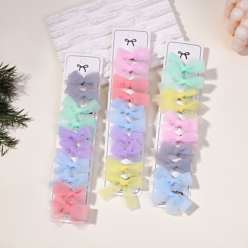 10ชิ้นเจ้าหญิงกิ๊บหวานเวอร์ชั่นเกาหลีนางฟ้าอากาศตาข่ายเด็ก มาการอง สีโบว์กิ๊บฝันอุปกรณ์ผมสดขนาดเล็ก