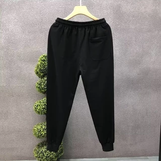 M-5XL กางเกงวอร์มชายสไตล์เกาหลี ทรงหลวมขากว้าง เนื้อผ้าบาง สีพื้น ออกกำลังกาย พลัสไซส์ ดำ/เทา