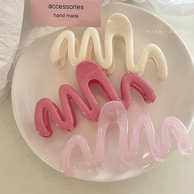 สาวหวานสีชมพูคว้าคลิปหญิงหน้าผากผมหักกิ๊บคลื่นกิ๊บฉลาม ใบเรียกเก็บเงินเป็ด คลิปสาวผ้าโพกศีรษะอุปกรณ์ผมหญิง