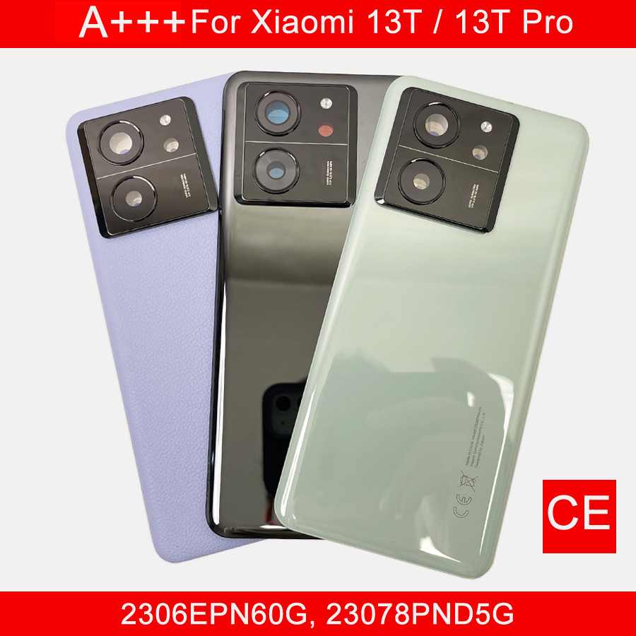 A+++ ฝาครอบแบตเตอรี่ด้านหลังประตูสําหรับ Xiaomi 13T, 13T Pro ฝาครอบกระจกด้านหลังแชสซี + เลนส์กล้องสมาร์ทโฟนอะไหล่ซ่อม