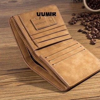 กระเป๋าสตางค์หนังผู้ชาย ID Card Holder Retro Bifold Coins Po…