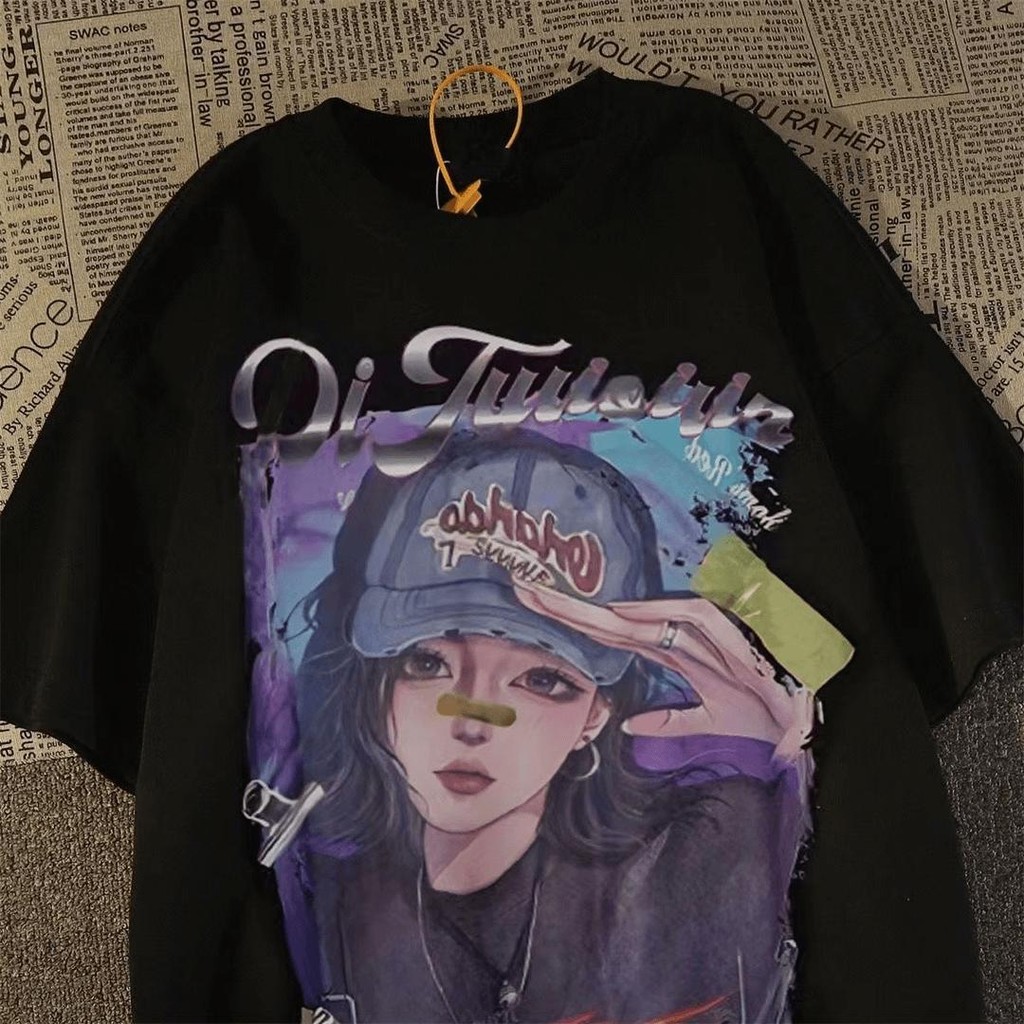 Basi เสื้อยืด oversize unisex สกรีนหน้าหลัง ลาย "Pi Tuunianu" ผ้าคอตตอน100% ใส่สบาย แนวสตรีท ฮิปฮอป