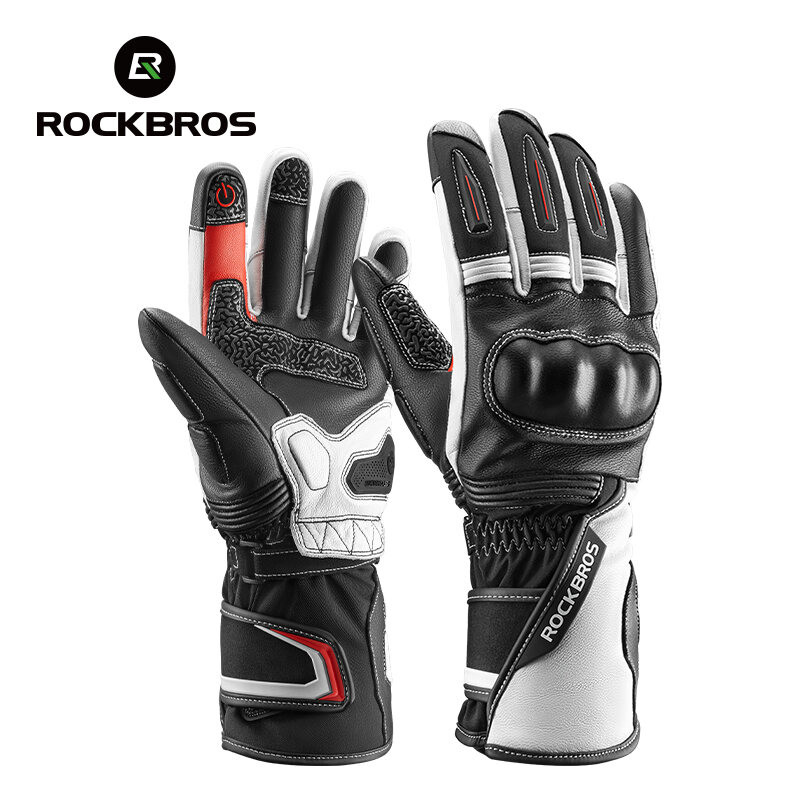 Rockbros ถุงมือกันกระแทกรถจักรยานยนต์กันลมเต็มนิ้วถุงมือป้องกันที่อบอุ่น Sensitive Touching Pad ถุงมืออุปกรณ์รถจักรยานยนต์