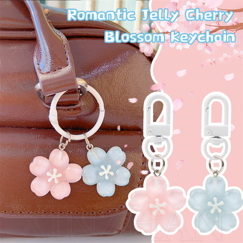Ins Candy Colored Five Pointed Star Bell Keyring - พวงกุญแจ Cherry Blossom - โรแมนติก, Jelly Cherry Blossom พวงกุญแจ - สําหรับกระเป๋าสตางค์พวงกุญแจอุปกรณ์เสริมกระเป๋าเป้สะพายหลัง