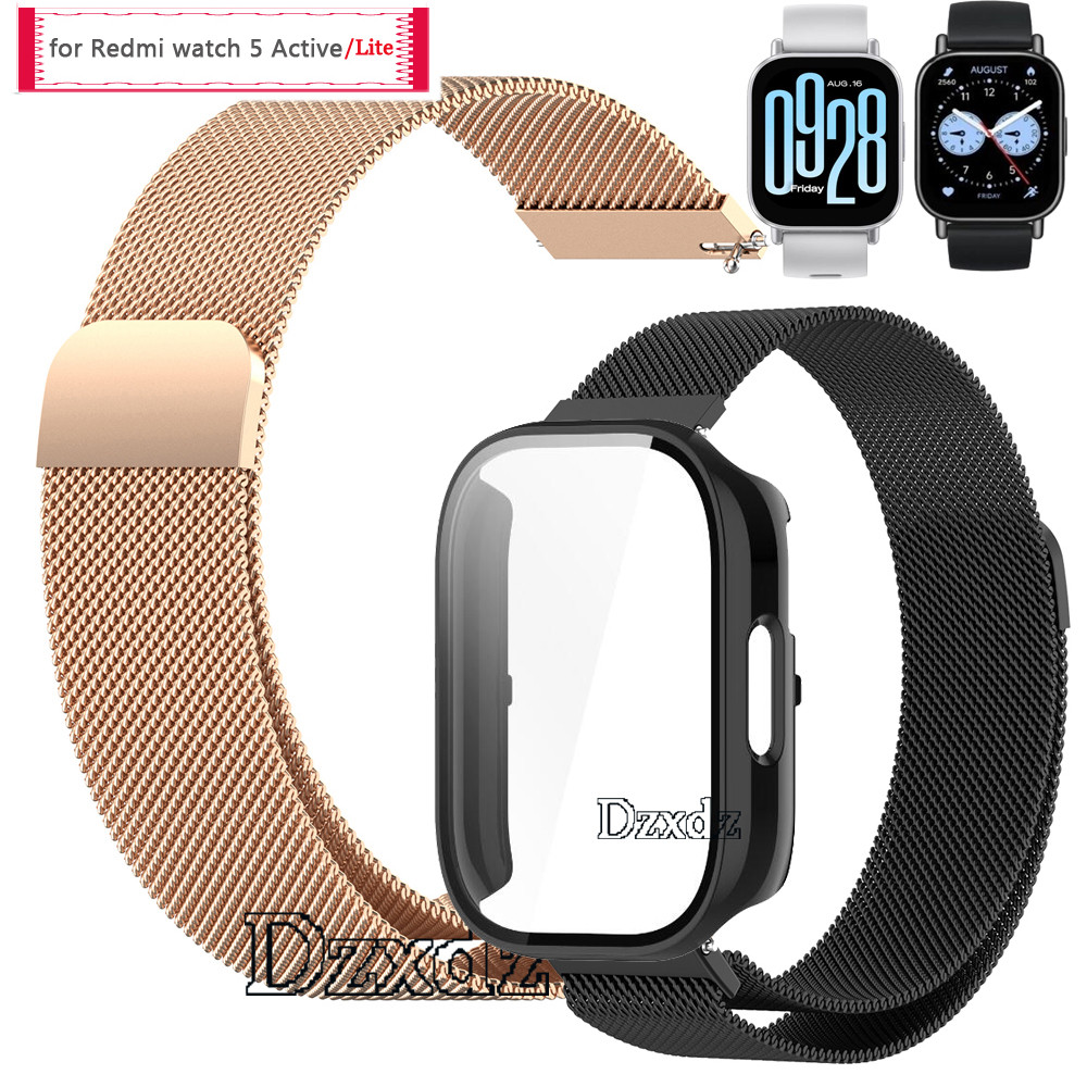 Redmi Watch 5 Active Lite สมาร์ทวอท์ชฝาครอบกันชนอุปกรณ์เสริมสําหรับ Redmi Watch 5 Lite ป้องกันกรณี Smartwatch Band สายสแตนเลสสร้อยข้อมือโลหะสายรัดข้อมือ