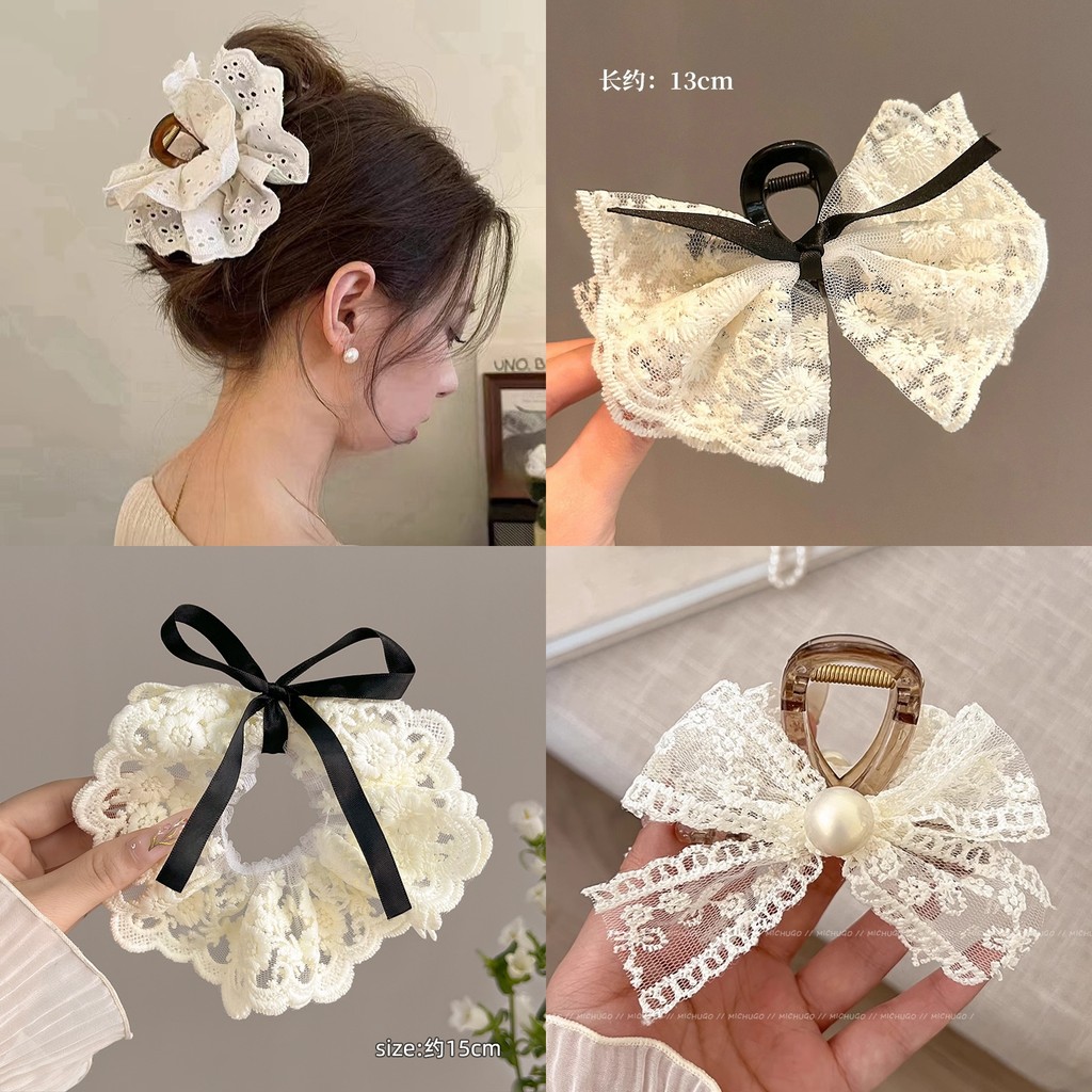 2024 Retro Lace Shark Clip Grab Clip กิ๊บติดผมสไตล์บัลเล่ต์