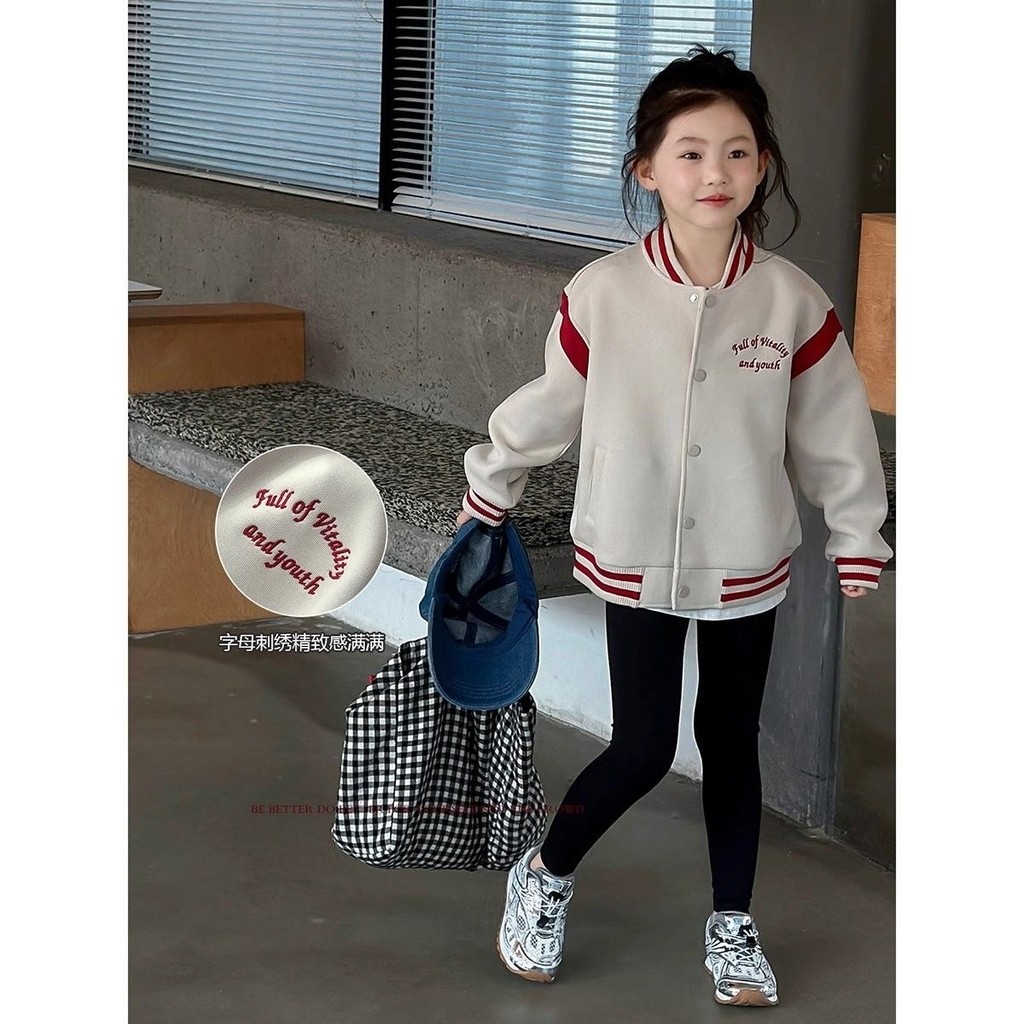 Kids Coats เสื้อแจ็คเก็ตชุดเบสบอลลําลองสําหรับเด็กผู้หญิงใหม่