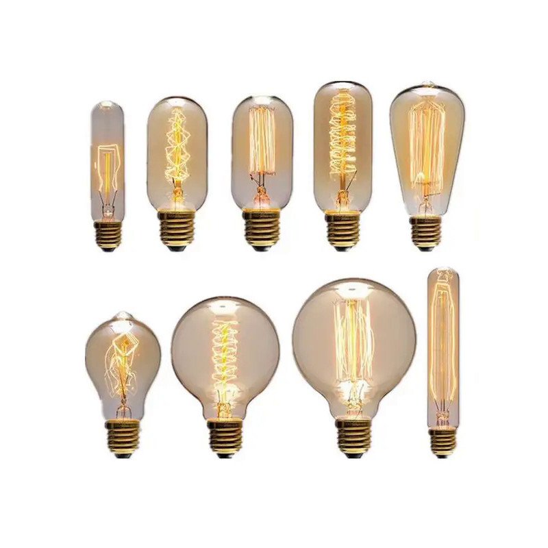 2PCS Edison Bulb E27 40W 60W 220V C35 ST64 T45 BT53 A60 G80 G95 G125 Filament Incandescent Light Amp