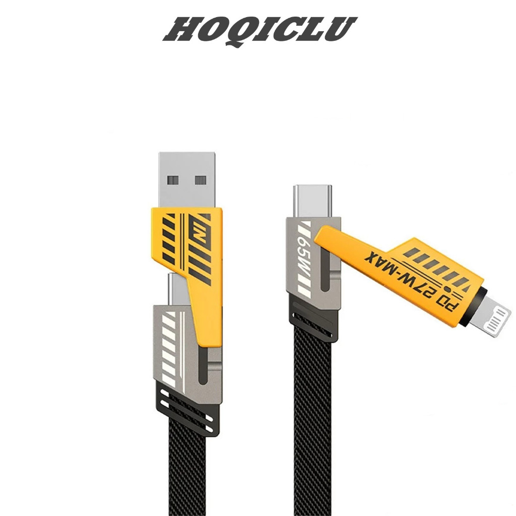 HOQICLU สายชาร์จ ซุปเปอร์ฟาสชาร์จ Charging Fast 4 in 1 Cable และเหมาะสำหรับ iP Type C สายชาร์จข้อมูลไนล่อนถัก 1m/2m