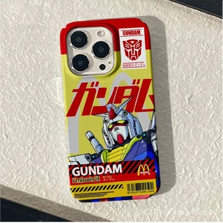 จำ yuanzu กันดั้มเข้ากันได้สำหรับ IPhone16 15 14 13 12 11 PRO MAX x XR XS MAX 8 7 6วินาทีบวก SE 2020สดใสก๋วยเตี๋ยวสี่ขนมปังป้องกันกล้องกันกระแทกปกหลังโทรศัพท์กรณี N