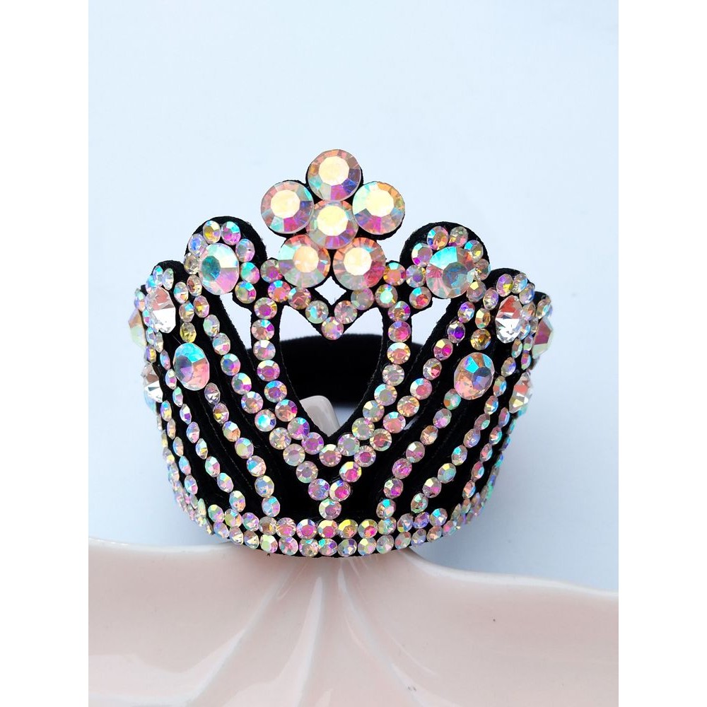 Rhinestone Crown Art ยิมนาสติกเต้นรําเชียร์ลีดเดอร์ Trader แหวนผมรูปแบบสเก็ตอุปกรณ์เสริมผม Ball เชือกผม 10.14