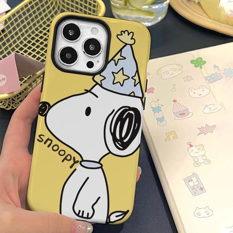 หมวกสนูปปี้เข้ากันได้กับ iphone16/15Promax/14 2-in-1เคสโทรศัพท์12Promax/11Pro สองชั้น13PROMAX เคสแข็ง7plus
