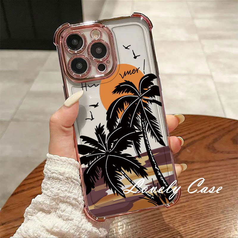 สําหรับoppo A78 A18 A38 A53 A15 A16 A17 A58 A57 A79 A7 A3S A5 2020 Reno 5 6 7 8 11F 12 12F Proฤดูร้อนชายหาดS Sunsetเคสโทรศัพท์ขั้นสูงโปร่งใสAnti Dropปกหลังนุ่ม