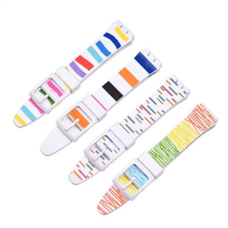 SWATCH 16มิลลิเมตร17มิลลิเมตร19มิลลิเมตรซิลิโคนสายนาฬิกาสําหรับ ดู นาฬิกา เจลลี่สีนุ่มกันน้ํายางเปลี่ยนสายรัดข้อมืออุป