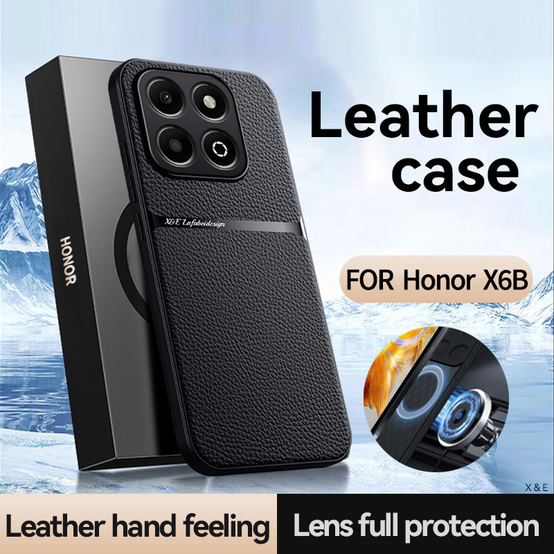 ปลอกกันกระแทกสําหรับ honor X6B 2024 honor X6B X6 B X8B 4G หนังผู้ถือรถแม่เหล็กเคสโทรศัพท์ Anti-fall กันชนกล้องเลนส์ป้องกันปกหลัง Shell