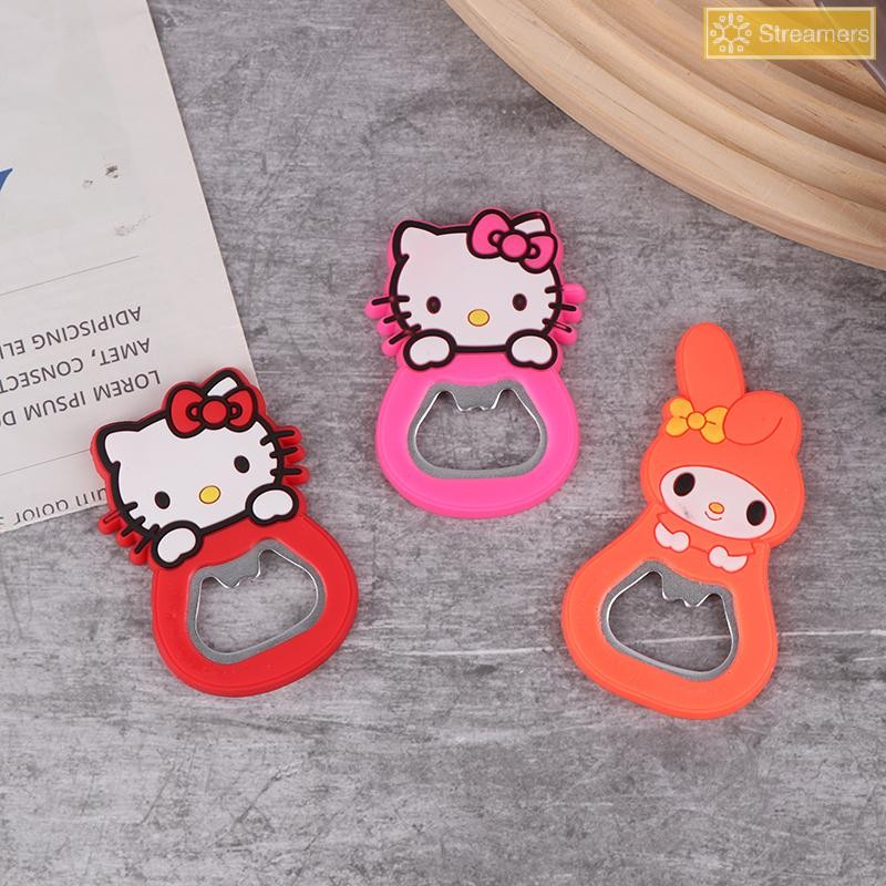 {Streamers} การ์ตูน My Melody Hello Kitty ที่เปิดขวดน่ารักแบบพกพาเบียร์ตู้เย็นที่เปิดขวดติดผนังตู้เย็นใหม่
