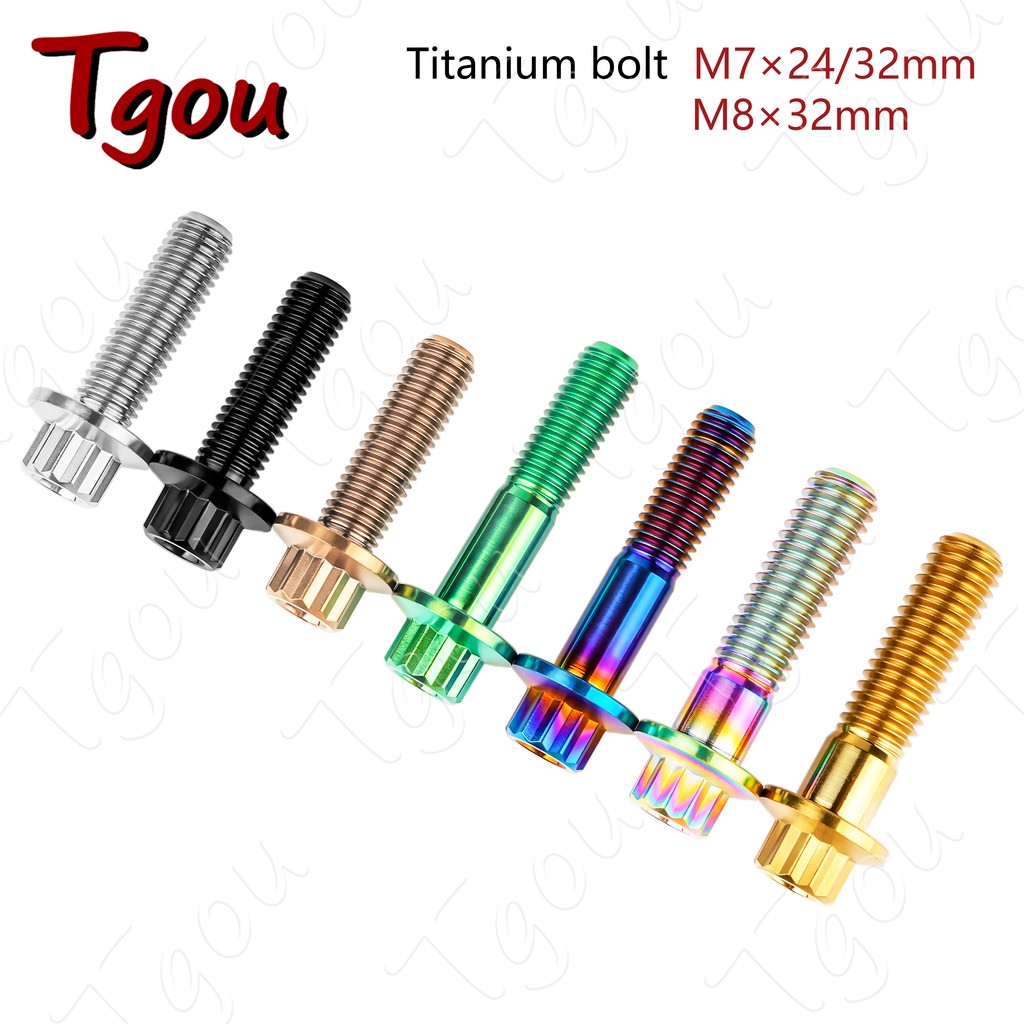 Tgou Gr5 Titanium Bolt M7x24/32 มม.M8x32 มม.หน้าแปลน 12 จุดสกรูสําหรับรถล้อแยกขอบ