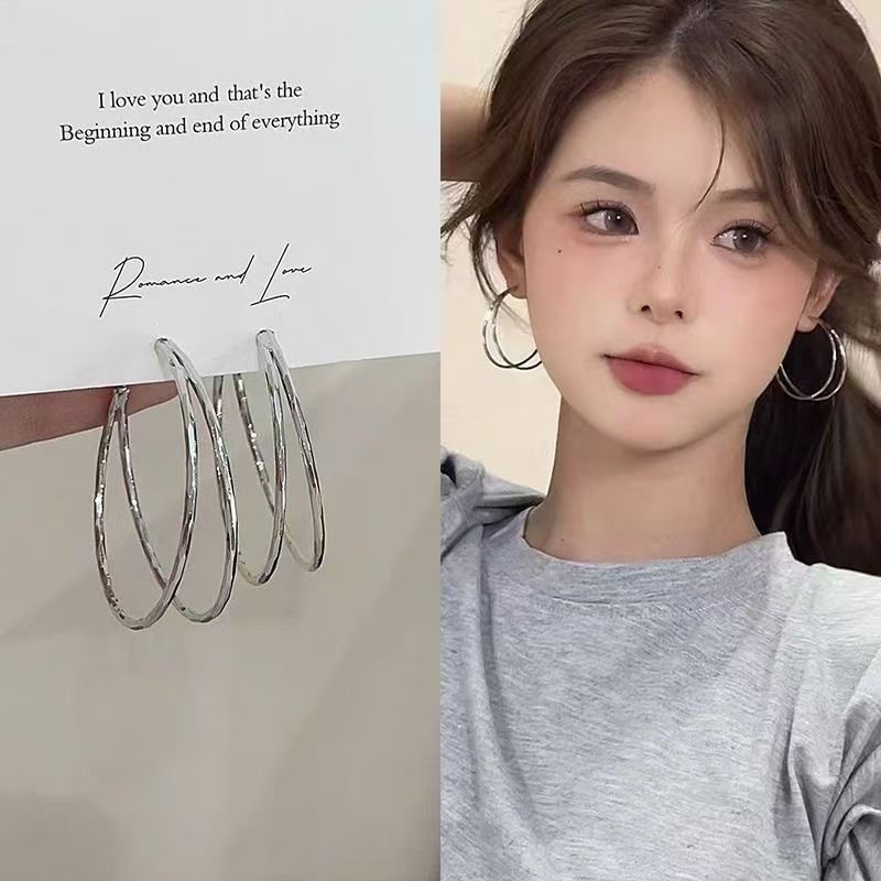 ต่างหูสองชั้นแบบเรียบง่ายสำหรับผู้หญิง อุปกรณ์เสริมประจำวัน