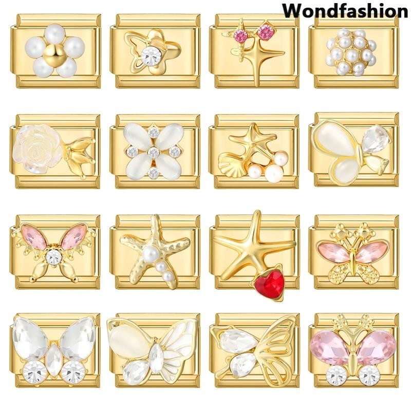 สร้อยข้อมือดอกไม้มุกบอลอิตาลี ขนาด 9 มิลลิเมตร สแตนเลส ทำเอง อุปกรณ์เครื่องประดับย้อนยุค