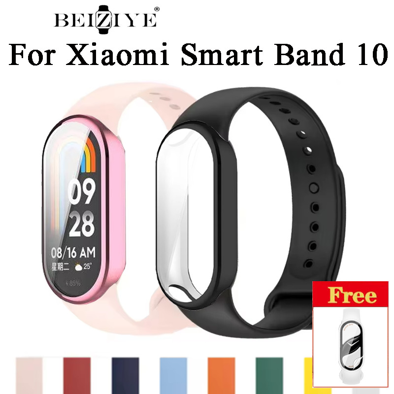 สายรัดซิลิโคน + TPU สําหรับ Xiaomi Smart Band 10 สายรัดกีฬาสร้อยข้อมือยางสายรัดข้อมือสําหรับ Xiaomi Band 10 ฝาครอบกรณี