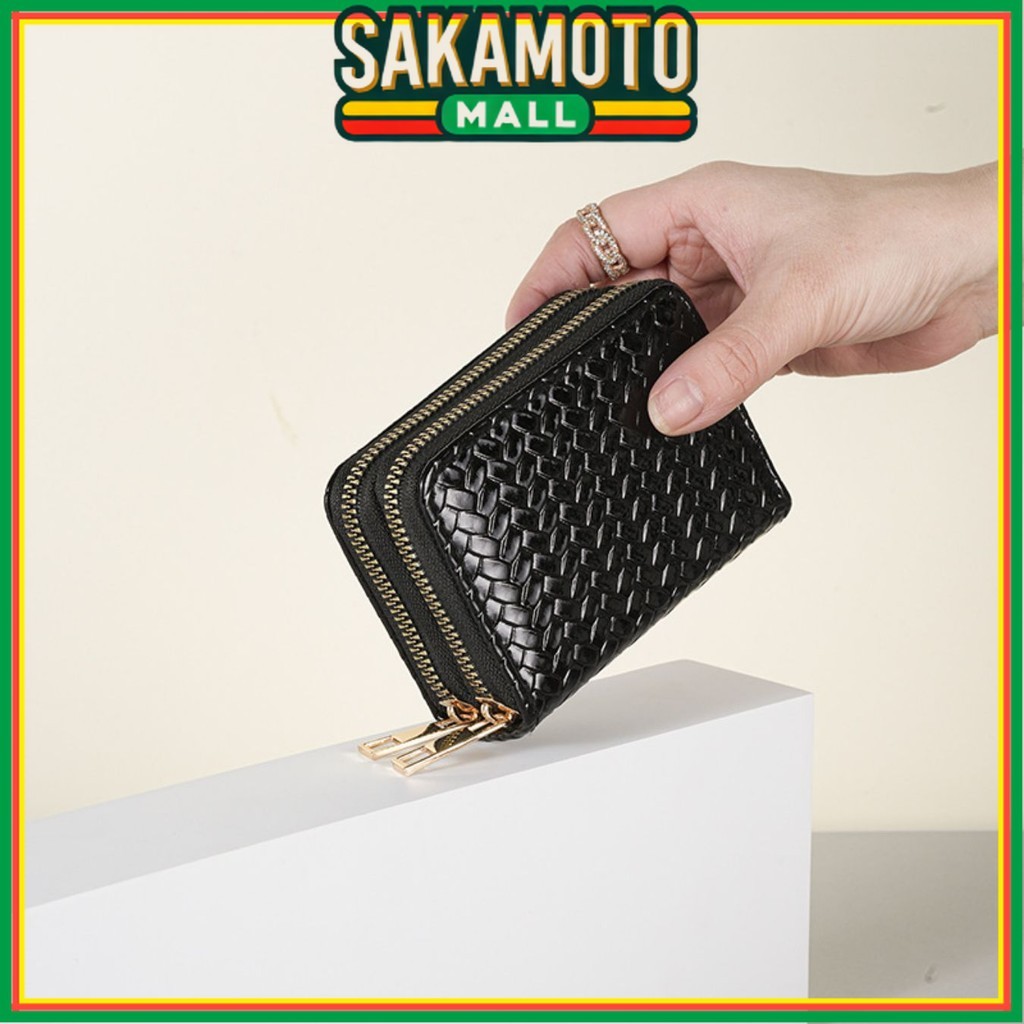 Rowena Black Cool Zipper Wallet 2 ซิป Simple Motif WA1175B5 แบรนด์กระเป๋าสตางค์ผู้หญิง Modern