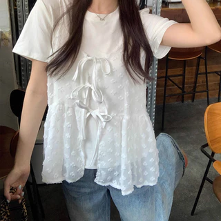 เสื้อสายเดี่ยว ลูกไม้สีขาว สวมใส่สายฝอหวาน