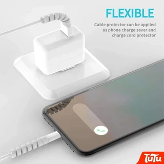 TuTu 2 ชิ้น Spiral Cable Winder Data Line หูฟังสายชาร์จสายไฟ Saver Protector Case Cover
