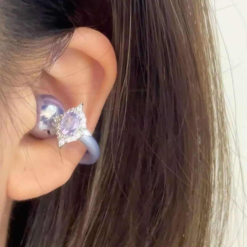 Orangesea DIY ที่ถอดออกได้หูฟังตกแต่งระยิบระยับเลียนแบบ Rhinestones คลิปสําหรับเปิดหูหูฟังเครื่องประ