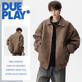 Dueplay เสื้อแจ็คเก็ตผู้ชายหนัง jacket แจ็คเก็บหนังผู้ชาย สไ…