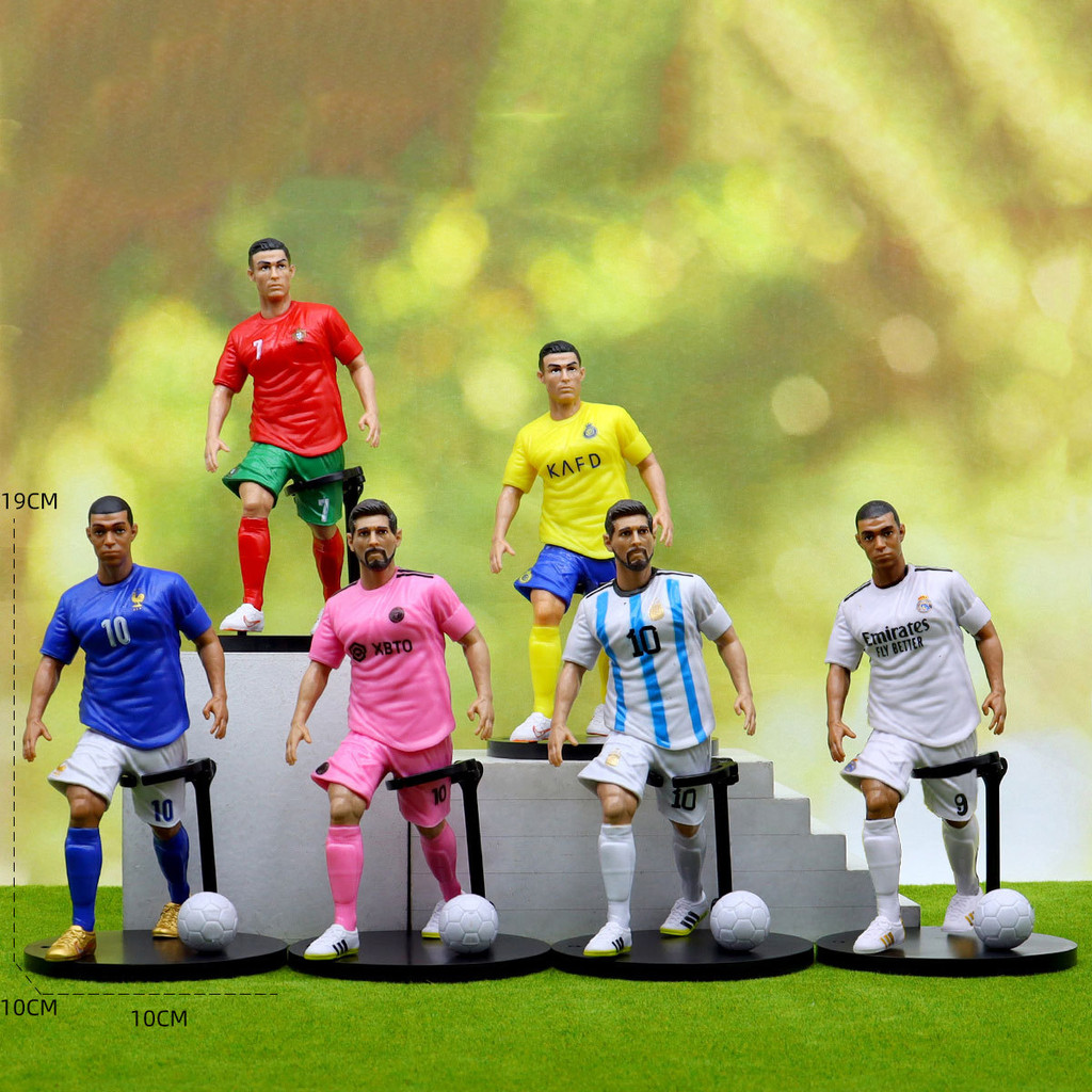 PS1 ฟุตบอลดาว Action Figure Cristiano Ronaldo Lionel Messi Mbappe ตุ๊กตาของเล่นสําหรับเด็กเครื่องประ