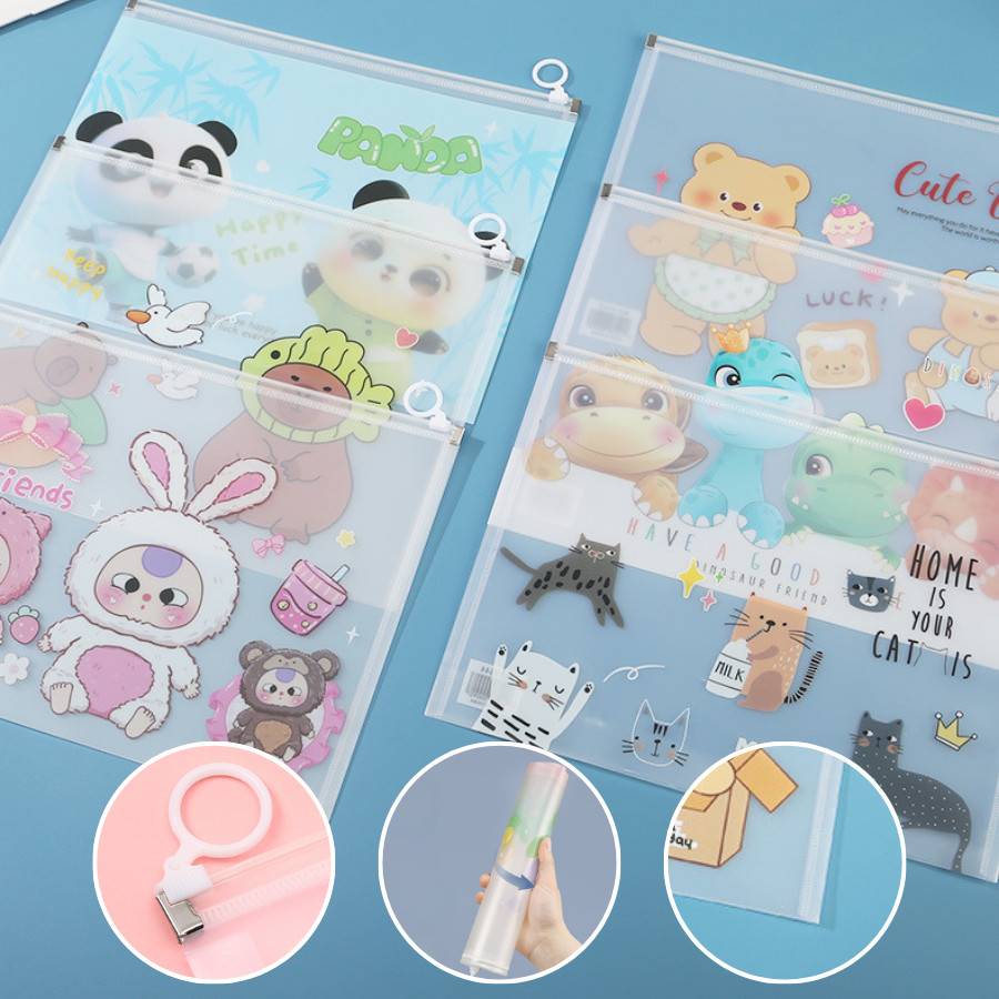 แฟ้มใส่เอกสารA4 แฟ้มซอง ซิปล็อค แฟ้มใส่เอกสาร แฟ้มซิปใส่เอกสาร ขนาดA4 ลายการ์ตูน กระเป๋าใส่เอกสาร