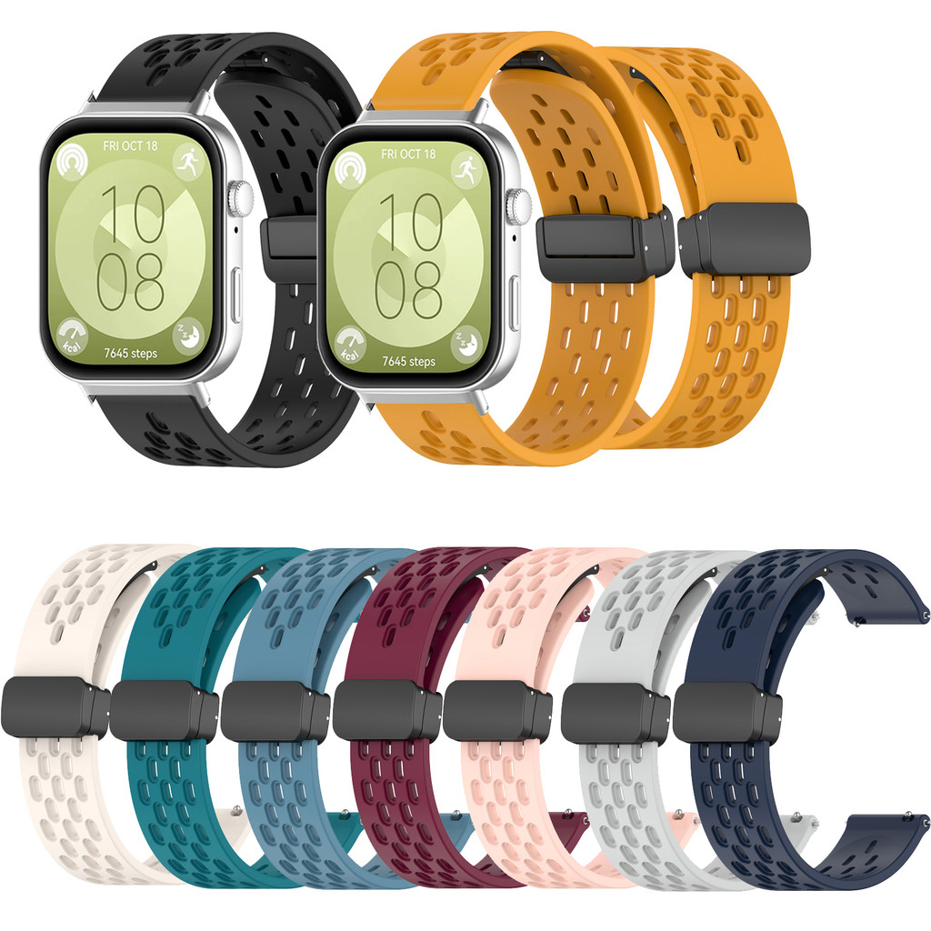 ซิลิโคนแม่เหล็ก Clasp สําหรับ Huawei Watch Fit 2 3 4 5 Fit3 Fit4 pro Fit5 pro กีฬานาฬิกากันน้ํา