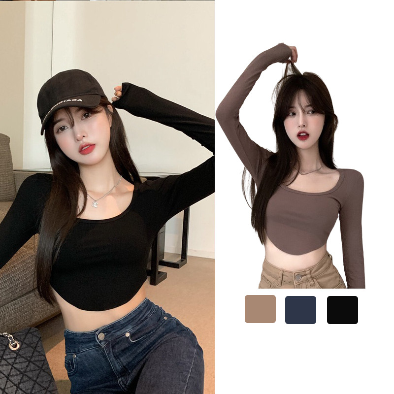 Hotgirl Crop Tops Crop Top Tshirt ภายในสวมใส่ Basic Top