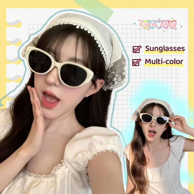 แว่นกันแดด  ย้อนยุค  unisex   เครื่องประดับแฟชั่น   ​​และทนทานต่อรังสียูวี  กลางแจ้ง  แว่นกันแดดทรงแคทอาย  ส่งเร็ว