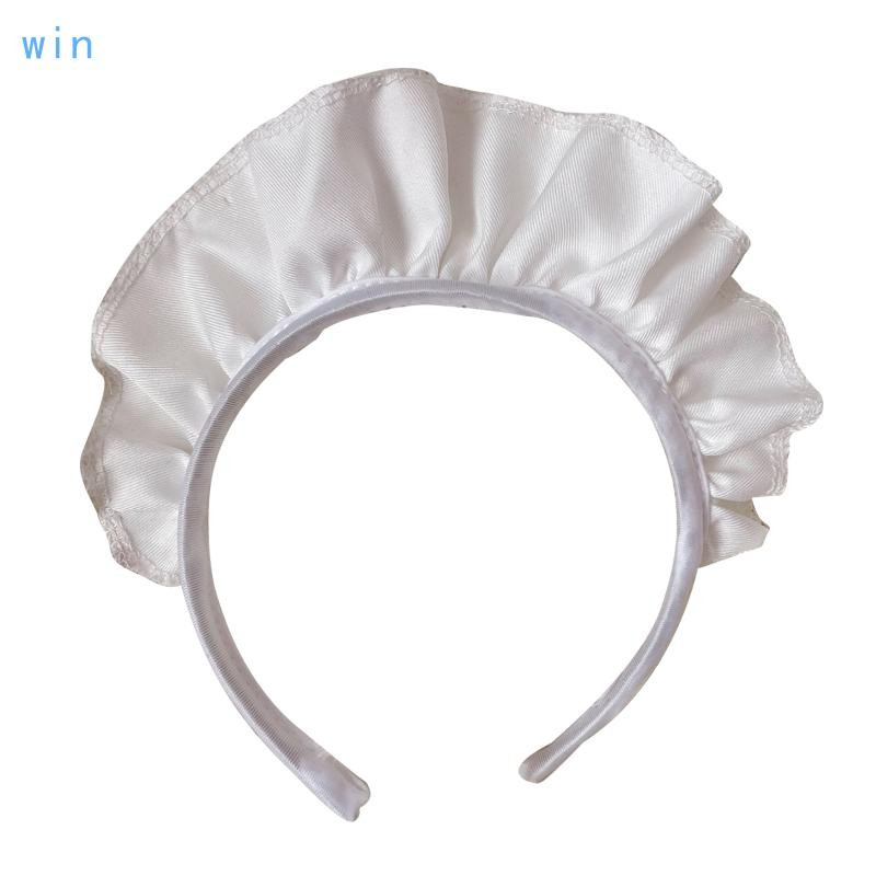 Wide Ruffle Headbands for Women Cosplay White Maid Headwear Gothic Accessories