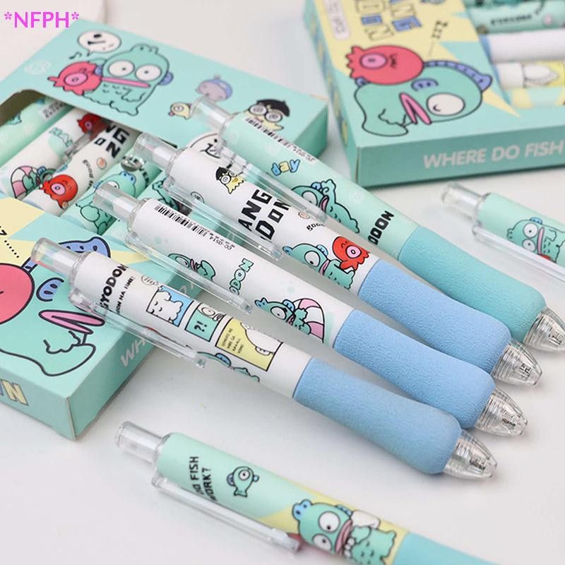 SANRIO NFPH> 6 ชิ้น/เซ็ตตลกน่ารักSanrio Hangyodon 0.5 MM ST Quick Drying SmoothเจลปากกาSoft Gripกดปากกาศึกษาเครื่องเขียนนักเรียนของขวัญใหม่