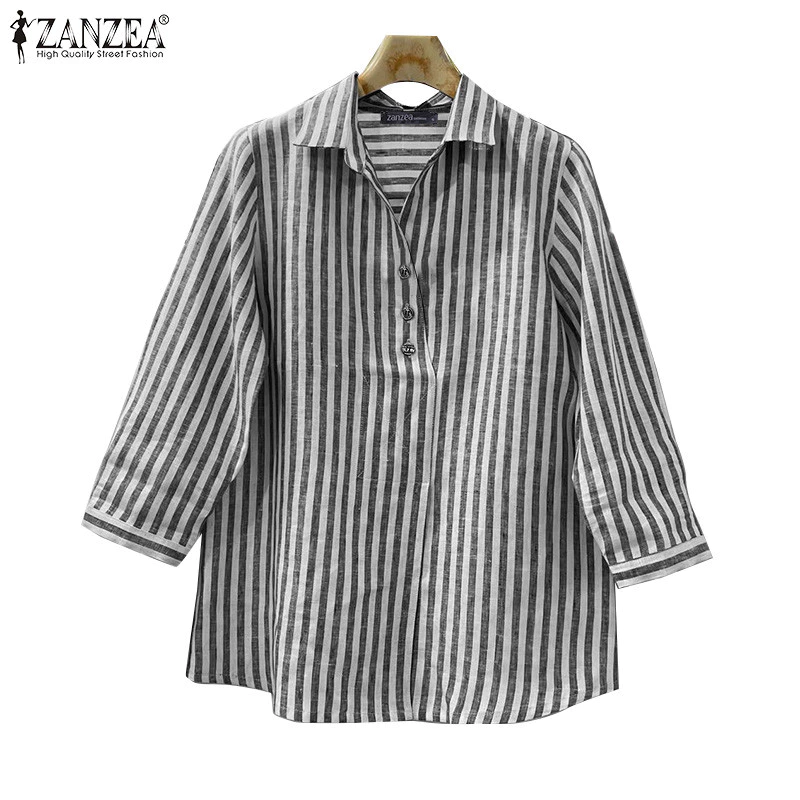 ZANZEA เสื้อเบลาส์แขนยาว 3/4 สำหรับผู้หญิง ในสไตล์เกาหลี