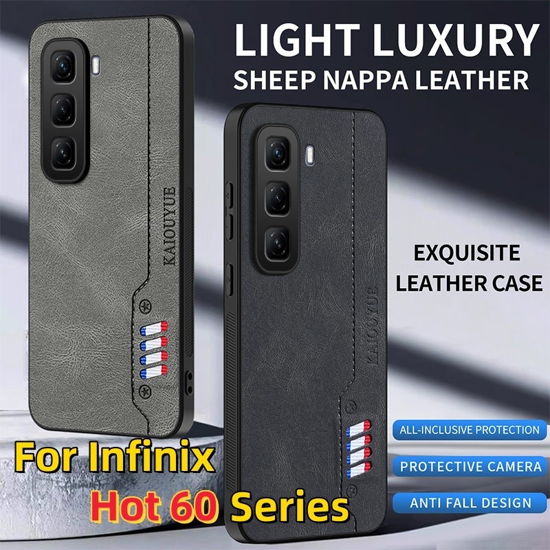 หนังแกะ Nappa หนังสําหรับ Infinix Hot 60 50 Pro + Hot60 Hot60i 60Pro 60Pro + Hot60Pro + Hot50 เคสโทรศัพท์ Frosted Anti-fall กันกระแทก Hard ฝาหลัง
