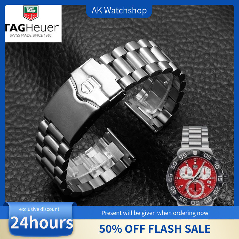 สร้อยข้อมือสแตนเลสสําหรับ TAG Heuer สําหรับ Carrera / Aquaracer / Formula 1 / Monaco - สายนาฬิกาทดแทนพร้อมหัวเข็มขัดพับขนาด 20 มม. 22 มม.