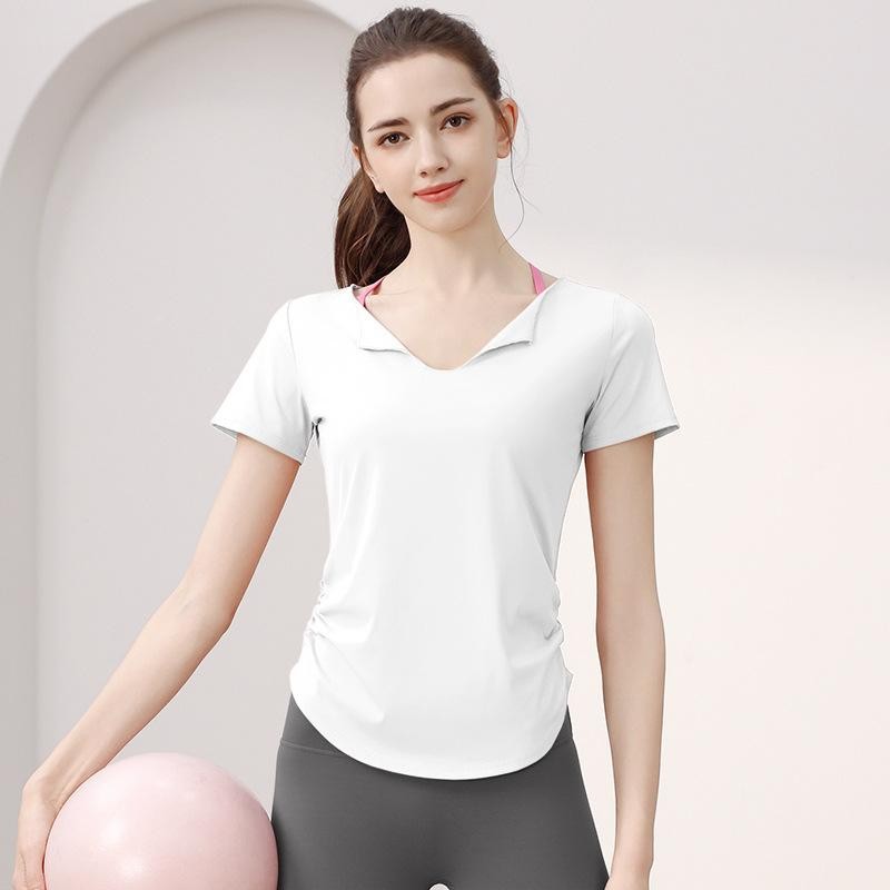เสื้อยืดออกกำลังกายผู้หญิง ปลอกคอมีสไตล์ ไร้รอยต่อ รูปที่ 5